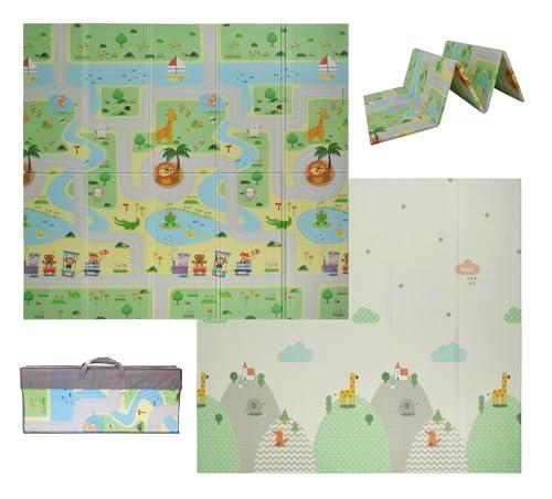VeloVendo® - Tappeto Gioco Bambini pieghevole e reversibile 180x200x1cm - tappeto gioco neonato - Non tossico e impermeabile (XPE Animali)