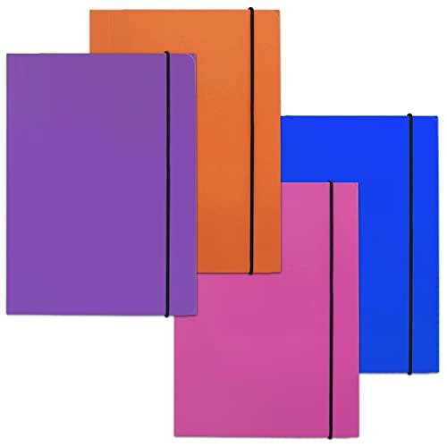CARTONE CARTONE Foderato STARPLAST - Portafogli, raccoglitore o classificatore, chiusura elastica, colori fluoro, formato A5, per scuola o ufficio - Confezione 6