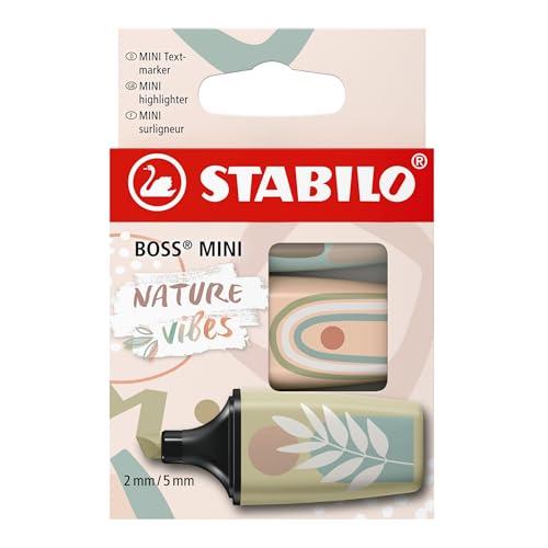 STABILO BOSS MINI Naturevibes - Evidenziatore - Astuccio da 3 - Cenere, Verde Oliva, Sabbia