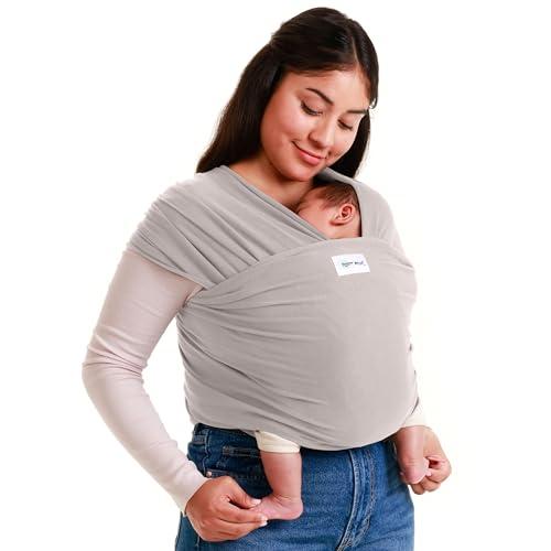 Sleepy Wrap Fascia Neonato Fino a 15 kg - Morbido, Facile da Indossare, Trasporto a Mani Libere, Marsupio Bambino a Fascia Porta Bebé (Grigio Chiaro)