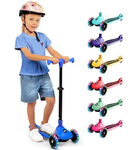 SereneLife Monopattino Bambino Pieghevole, Monopattino Bambina a 3 Ruote con Luci LED, Manubrio Regolabile e Freno, Monopattino a 3 Ruote, Scooter per Bambini e Bambine dai 3 Anni fino a 50 kg