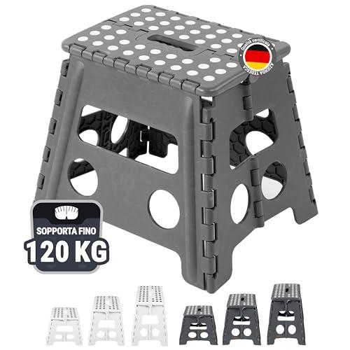 ZOLLNER Sgabello pieghevole - altezza 30 cm - sedia pieghevole - scaletta - per adulti o bambini - cucina, bagno, campeggio, stanza - colore grigio