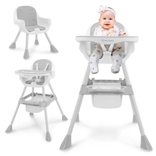 Moby-System Seggiolone Regolabile Magnolia 2in1 con Vassoio e Rivestimento in Ecopelle – Grigio, da 6 Mesi