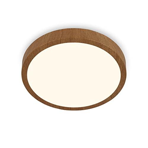 Briloner - lampada da soffitto LED, lampada da soffitto in legno, luce bianca calda, lampada da parete, luce da parete, look legno, Ø380x50 mm