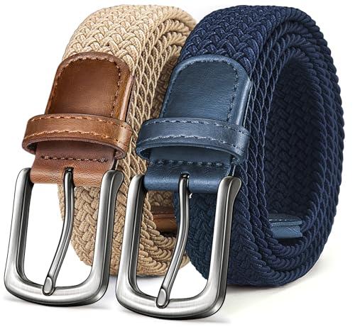 KEMISANT Cintura Uomo 2 Pezzi, Cinture Elastica Intrecciata da Uomo e Donna,35mm