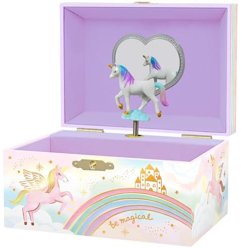 Giggle & Honey Portagioie Bambina - Cofanetto Musicale per Bambini con Unicorno Rotante, Regali di Compleanno Unicorno per Bambine, Portagioie, 15,2 x 11,8 x 8,9 cm - Età 3-10 anni, Viola