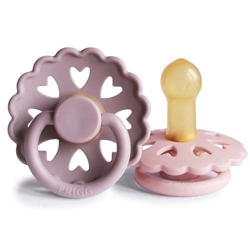 FRIGG Fairytale Confezione da 2 ciucci | Ciuccio in lattice | Senza BPA | Prodotto in Danimarca | Tettarella simmetrica a ciliegia | (Twilight Mauve/Primrose, Taglia 2 (6-18 Mesi))