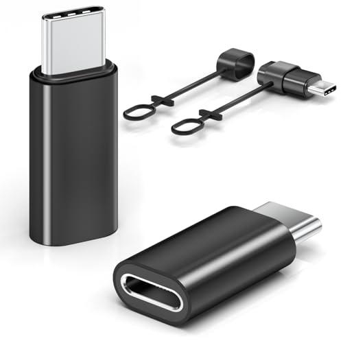 Zestiq adattatore da Lightning a USB C, 2 pezzi adattatore da Lightning a USB-C per iPhone 16/16 Pro/16 Pro Max/16 Plus/iPhone 15/iPhone 15 Pro, Galaxy S24/S23, iPad, non per audio/OTG, Nero