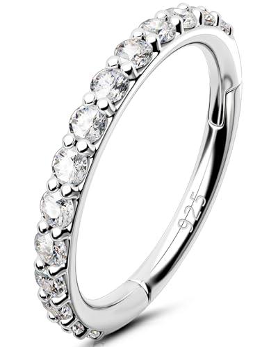 OUFER 18G/20G Piercing Naso Argento 925 Anello Naso CZ Trasparente Seamless Open Piercing Naso Nostril 6/8 mm Nose Ring Piercing Naso Donna Anellino Nose Hoop