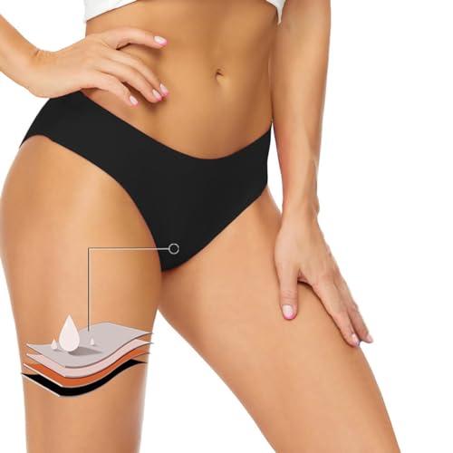 Runmeihe Pantaloni da Nuoto per Il Periodo, Costumi da Bagno per Bikini, Biancheria Intima Mestruale a Prova di Perdite, Pantaloni da Bagno a Vita Bassa (IT, Numero, 40, 42, Regular, Regular, Black)