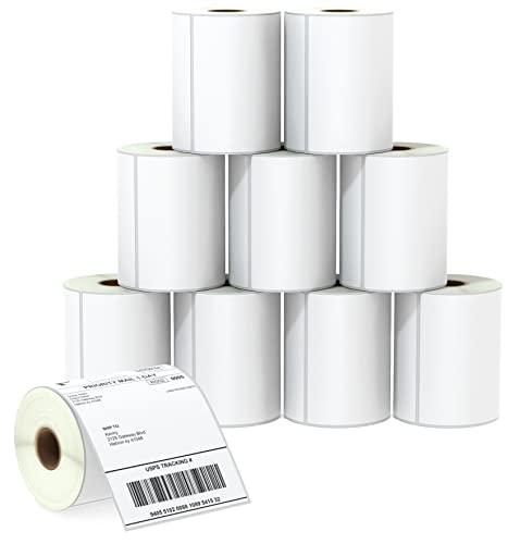 BETCKEY - 102mm x 152mm(4 in x 6 in) Perforated Etichette Termiche per Spedizione Vuote Compatibile con stampanti Zebra e altre [10 Rotoli/2500 Etichette]