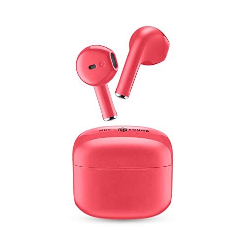 Music Sound SWAG Auricolari Wireless a Capsula, Bluetooth, 20 Ore di Riproduzione, Auto Pairing, Controlli Touch, Case Compatto - Rosa