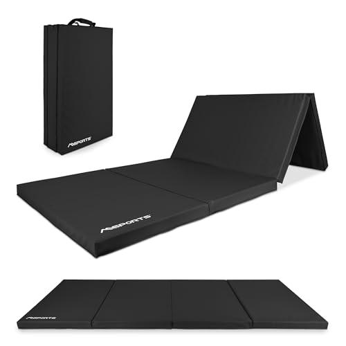 MSPORTS Materassino Premium pieghevole morbido 190 x 80 x 5 cm Materassino da ginnastica Sport per casa Bambini Adulti (Nero, 190 x 80 x 5 cm)