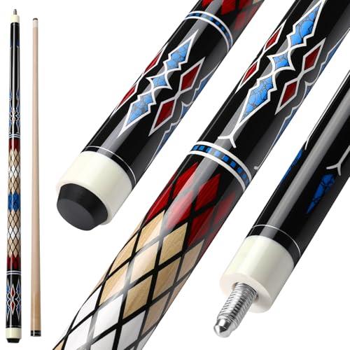 ASMPCUE Stecca da Biliardo da 58 Pollici Hardwood Pool Cue 13 mm Punte per Giocatori di Biliardo Professionisti, 1/2 Stecche per Biliardo Tavolo Sport, Miscelare