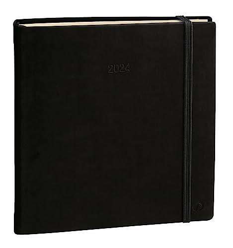 Quo Vadis 905444Q Agenda ESECUTIVO PREST Multilingua Anno 2025 Colore Nero Formato 16x16 cm Settimanale 13 Mesi Dicembre-Dicembre Carta Avorio Copertina Rigida Morbida al Tatto Con Elastico Silk