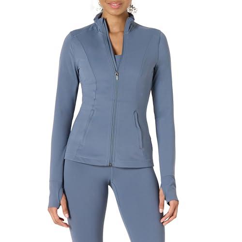 Amazon Essentials Giacca Tecnica in FormFlex Morbidissimo, con Zip Integrale, Vestibilità Aderente Donna, Grigio Ardesia, S