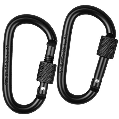 2 Pezzi Moschettone,Moschettone Portachiavi,Moschettoni,Moschettoni Portachiavi,Carabiner,per Zaini,Chiavi,Bottiglie D'acqua(Nero)