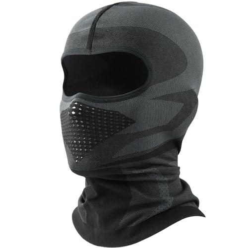 Passamontagna traspirante da uomo, per equitazione, snowboard, ciclismo, Nero 01, Taglia unica