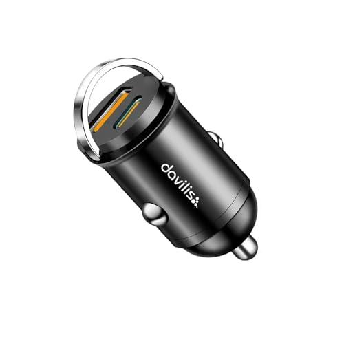 Davilis® Caricabatterie da Auto presa Accendisigari a Ricarica Rapida PD C 30W USB A QC 3.0 60W totali per Cellulare Smartphone Tablet Compatibile con iPhone, iPad, Samsung, Xiaomi, Huawei, LG