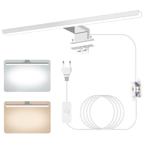 Zaxiva Lampada Bagno LED, 4000K 6000K Temperatura Bicolore, 40cm 12W Specchiera Bagno Impermeabile dello Specchio dell'alluminio con l'interruttore Cablaggio, Illuminazione Della Luci Specchio Mobile