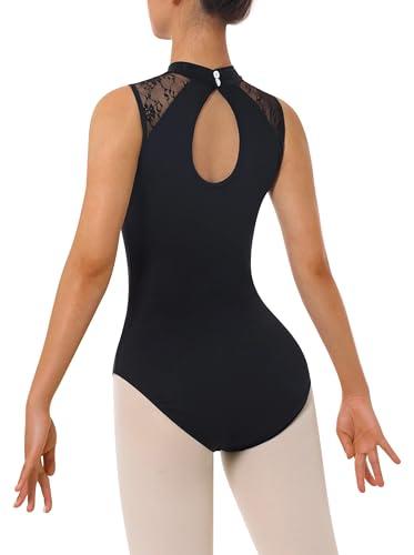 Mulnall Balletto da ballo Leotard del collo di tartaruga delle donne con il pizzo durevole adulto Ginnastica Dancewear(EU7030-06-M)