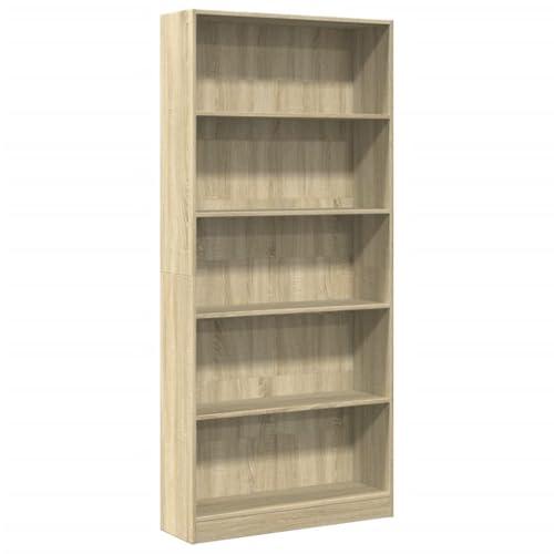 vidaXL Libreria Rovere Sonoma 80x24x176 cm in Legno Multistrato, Mobile Porta Libri, scaffale per Libri, Mobile portaoggetti, Porta Libri