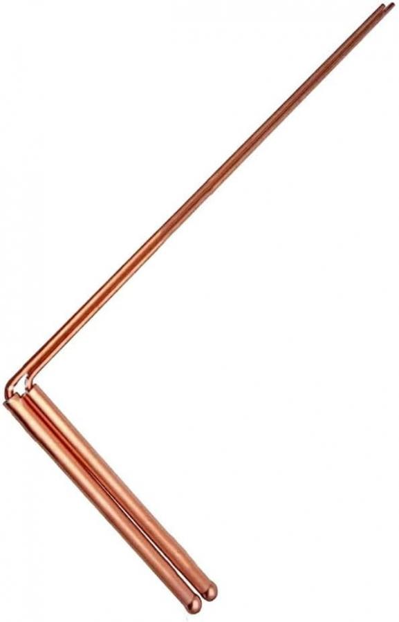 2 aste per rabdomanzia, in rame, al 99,9% in rame, rivelatore di metalli per acqua/tesori/minerali/strumenti di ricerca, lunghezza 30,5 cm (testa singola - perline rotonde)