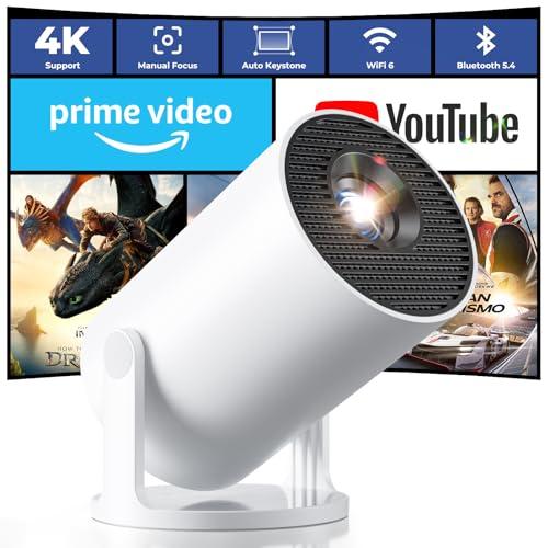 [App integrata & 2025 Upgraded] Einyoumily Mini Proiettore Portatile 4K Supporto con WiFi 6 Bluetooth 5.4 Auto Keystone Rotabile 180° per Phone/PS5/HDMI/TV Stick/USB/PC