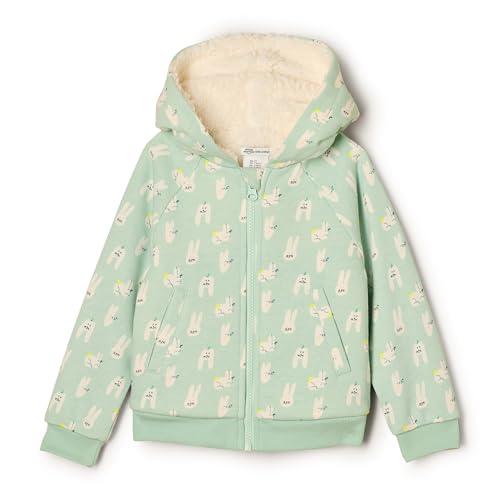 Amazon Essentials x Sofia Grainge Felpa con Cappuccio e Cerniera Unisex Bambini e Ragazzi, Verde Pallido Conigli, 2 Anni