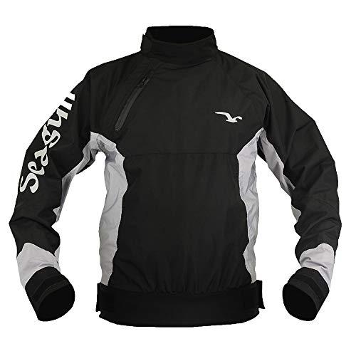 Azure - Giacca impermeabile e traspirante con spruzzi, per vela, yacht, canoa, kayak, taglia S - 2XL, Nero e argento, XXL