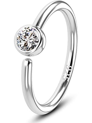 OUFER 20G Anello Naso Seamless Open Piercing Naso Argento 925 CZ Trasparente Piercing Naso Nostril 6/8/10 mm Nose Piercing Nose Hoop Piercing Naso Donna Anellino