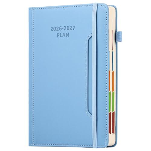 Agenda accademica anno 2024-25, formato A5, pagina al giorno, planner accademico da luglio 2024 a giugno 2025, copertina rigida con portapenne, tasca frontale, linguetta mensile colorata