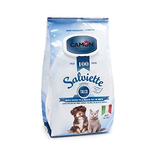 CAMON Salviette Detergenti al Talco per Cani, Articoli per Animali, Multicolore, Unica, 100 pezzi