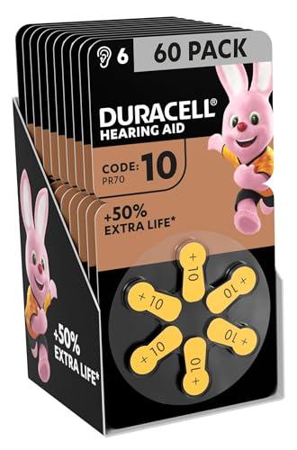 Duracell Batterie per Apparecchi Acustici 10 - Confezione da 60 | Pile Zinco-Aria di Lunga Durata, Ideali per Udito Affidabile e Continuo