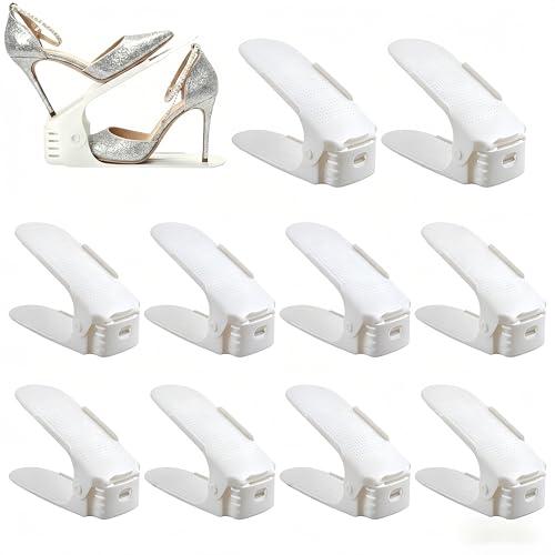 UrMsun - Set di 10 organizer regolabili per scarpe con scanalature, supporti per scarpe, impilabili, per risparmiare spazio