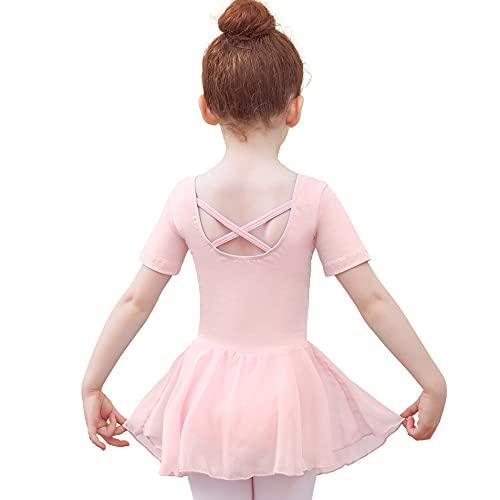 Tancefair Ragazza Vestito da Balletto Body Danza Tutu da Balletto Leotard Vestito Ginnastica Manica/Lunga Corta Ballet Outfit con Chiffon Gonna