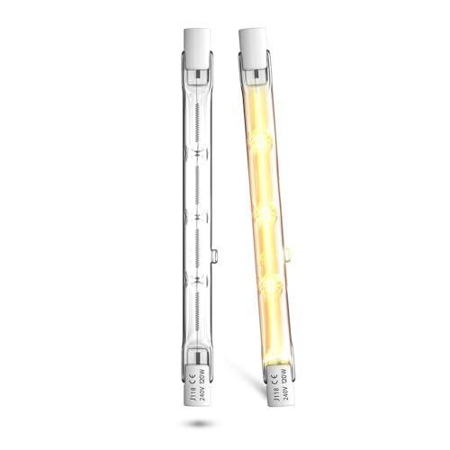Lamptobe Lampadina Alogena R7S 118mm 120W 230V, 118mm Lampadina Alogena R7S Dimmerabile J118 Lineare Alogena Luce Bianca Calda 2800K per Lampade da Terra e Illuminazione Paesaggistica, 2 Pezzi