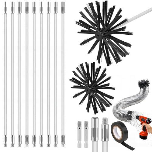 Spazzacamino,Spazzacamino canna fumaria,Pulisci camino canna fumaria, Scovolo canna fumaria 80, kit Pulizia canna fumaria pellet 150mm,Spazzola per la pulizia del (9 Pcs)