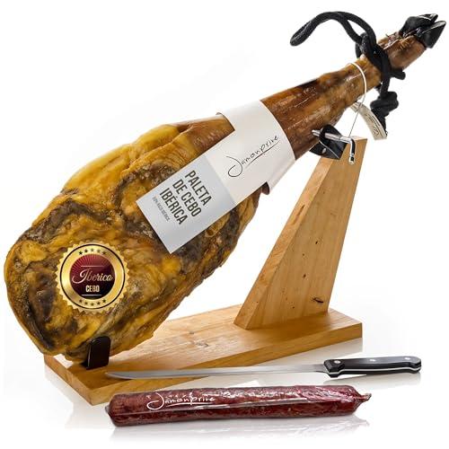 Prosciutto Patanegra Intero 4–4,5 Kg Supporto Prosciutto Iberico, Coltello E Chorizo – Ideale Per Tapas, Feste E Regali Gourmet – Prosciuttos Spagnolo Pata Negra Gusto Autentico, Jamon Iberico