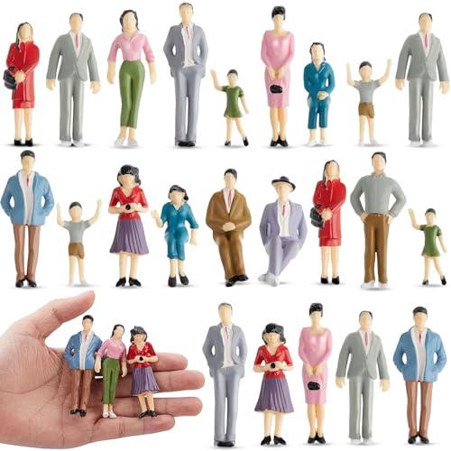 Namalu 14 Figurine di Persone in Miniatura in Scala 1:25 Figurine di Plastica Architettoniche Mini Figure di Persone Dipinte in Piedi e Sedute per Scene in Miniatura(Colori Misti)