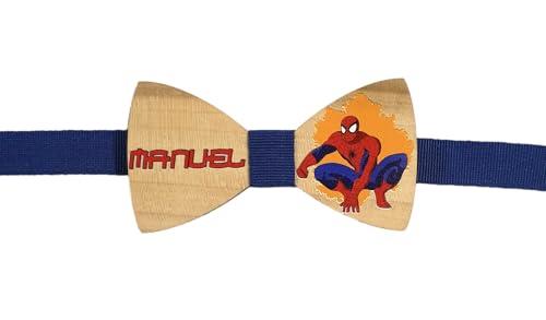 Papillon/farlallino/cravattino in legno personalizzato spider ragno- battesimo, comunione, compleanno - uomo r agno, a colori