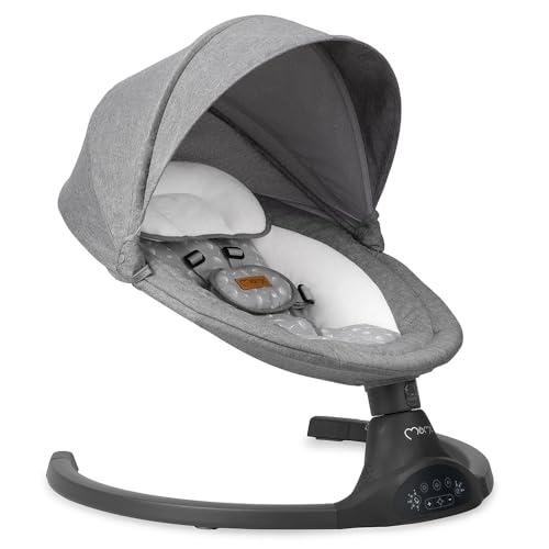 MoMi KENANI Sdraietta per bambini fino a 9 kg, pieghevole, con telecomando e Bluetooth, batteria ed elettricità, cintura di sicurezza a 5 punti, protezione parasole, zanzariera