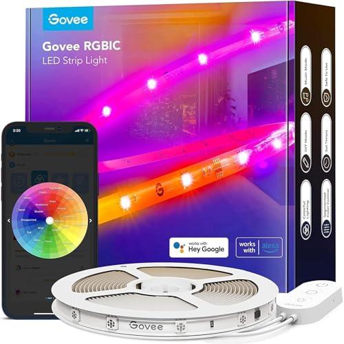 Govee RGBIC LED Striscia, Striscia LED 5 Metri Controllo Intelligente dell'App, DIY, Sync Musica, Cambiamento di Colore con Controllo Vocale, Funziona con Alexa, Luci Camera da Letto