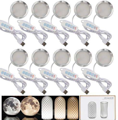 Kit lampada LED 001 tre colori per Bambu Lab Makerworld 3D stampato fai da te modello hardware pezzi di ricambio 5 V alimentazione USB, luce calda 3000 K (10)