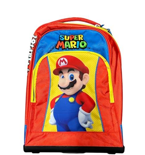 Franco Cosimo Panini Super Mario Zaino Trolley SCUOLA con Ruote, Blu e Rosso, 47 × 36 × 23 cm