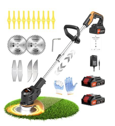 Tagliaerba Elettrico a Batteria K80 con Batteria 12.000 RPM e motore da 850W Tagliaerba Elettrico con 2 Batterie da 4,0 Ah è Ideale per Tagliare l'erba in Modo Efficace e Senza Sforzo