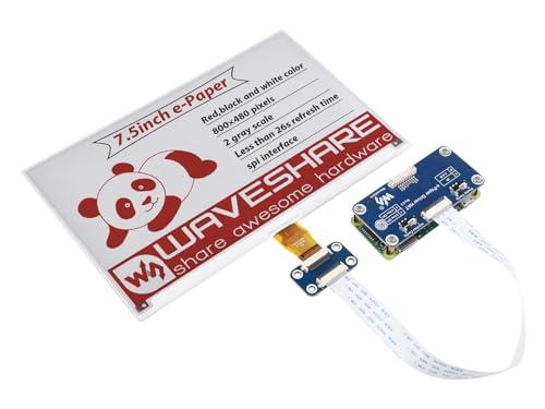 Waveshare 7.5inch E-Paper Display HAT (B) Module 800x480 Resolution 3.3v E-Ink Electronic Screen SPI Interface Red Black White Three-Color for Raspberry Pi Jetson Nano