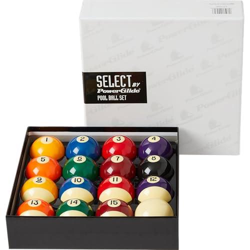 POWERGLIDE Set da 16 palle da biliardo | a pois e strisce | torneo | Premium Select Full Size | diametro 57,0 mm | In scatola