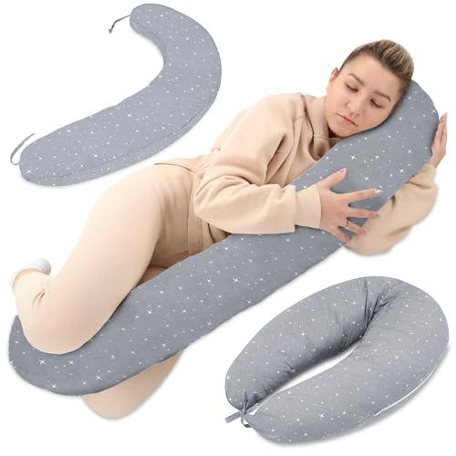 Totsy Baby Cuscino allattamento e gravidanza 190cm – Guanciale laterale corpo per dormire sul fianco Supporto perfetto per il riposo e il relax Ideale per maternità e futuro mamme Forma a C Oeko-Tex