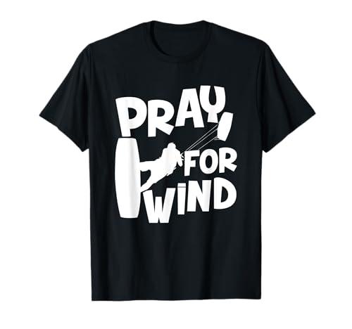 Kiteboard & Kitesurf Retro Vintage Kiter Pray for Wind Maglietta